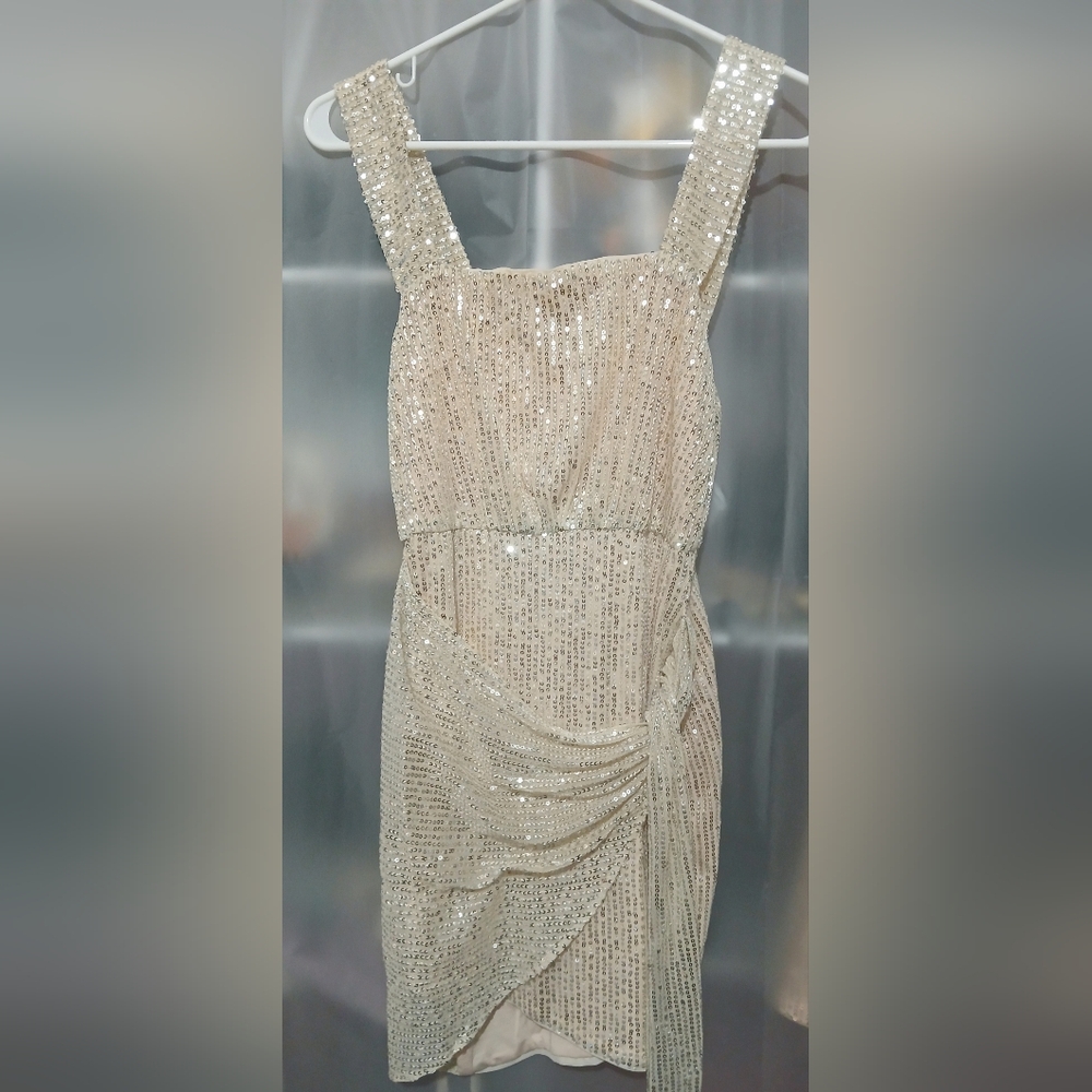 Elegant Cream Sequin Dress